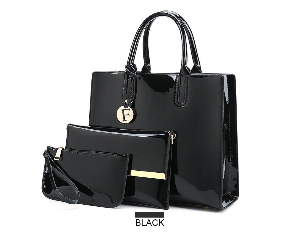 Luxury 3-Piece Leather Handbag Set